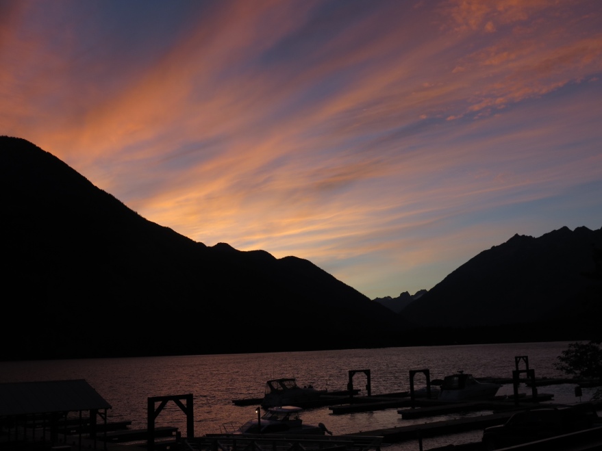 Sunset view from the Stehekin Lodge deck.
